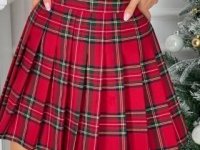 Raudonas languotas sijonas